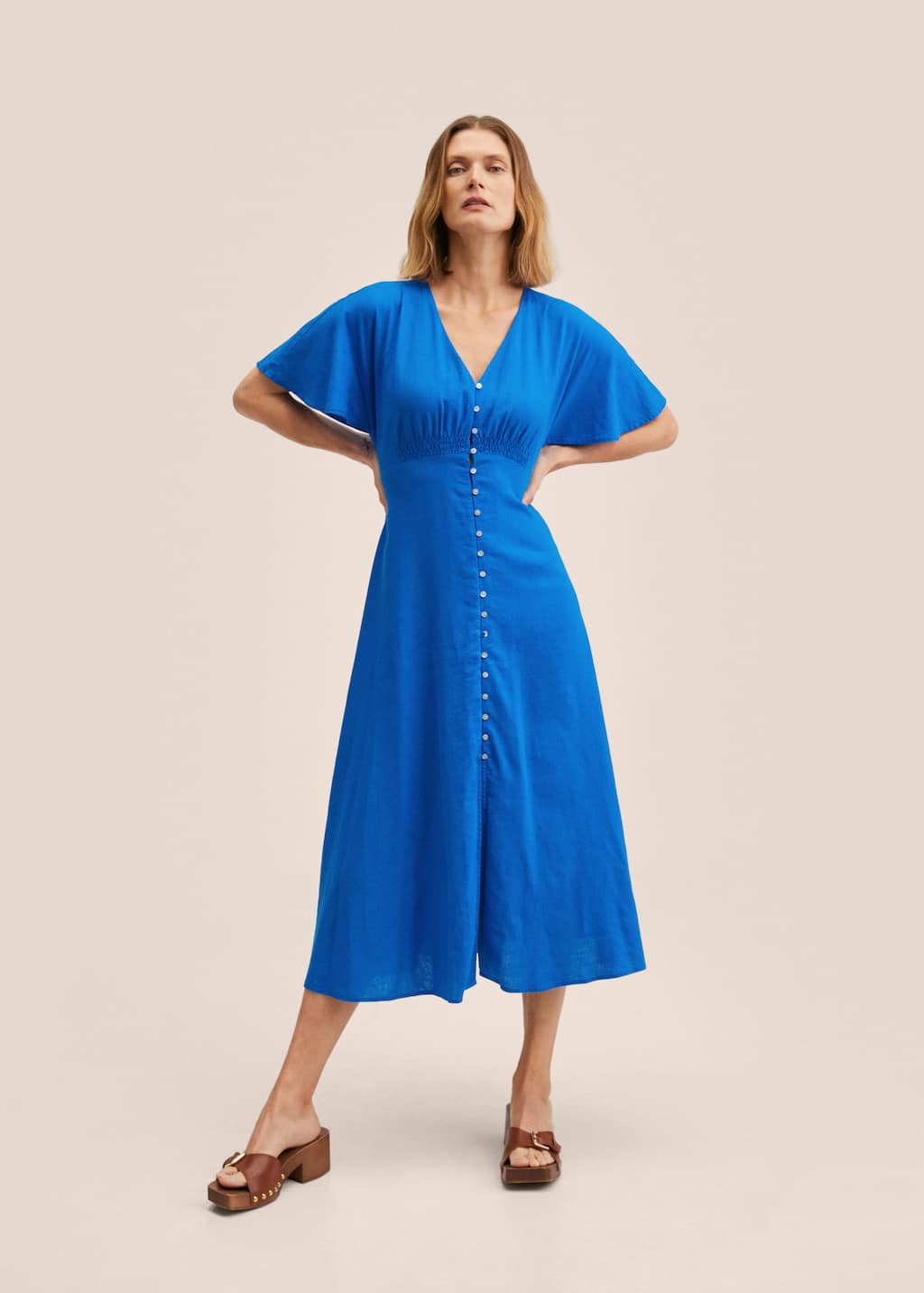 Mango buttoned midi sales dress