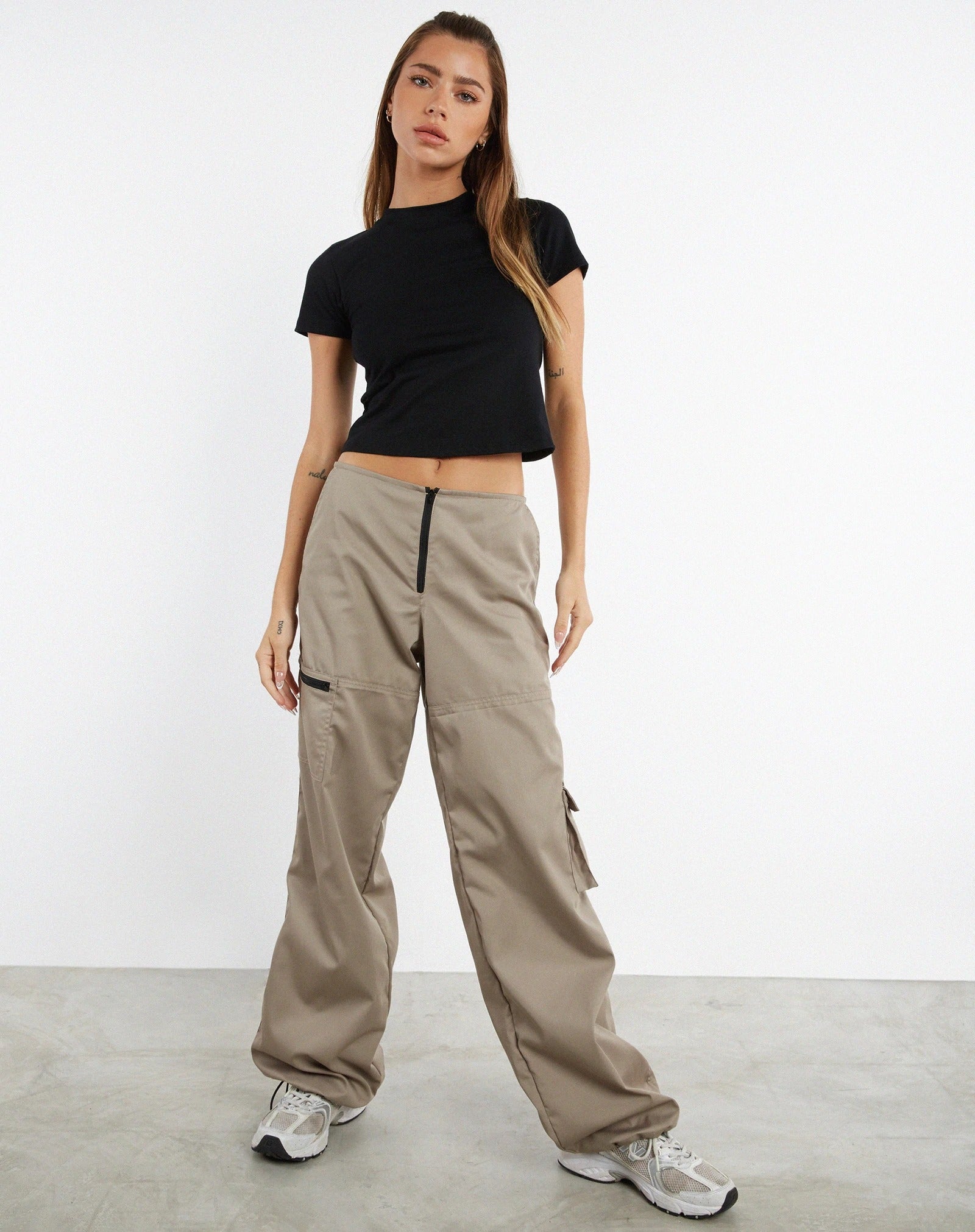 Motel Rocks + Cargo Trouser In Cotton Drill Taupe