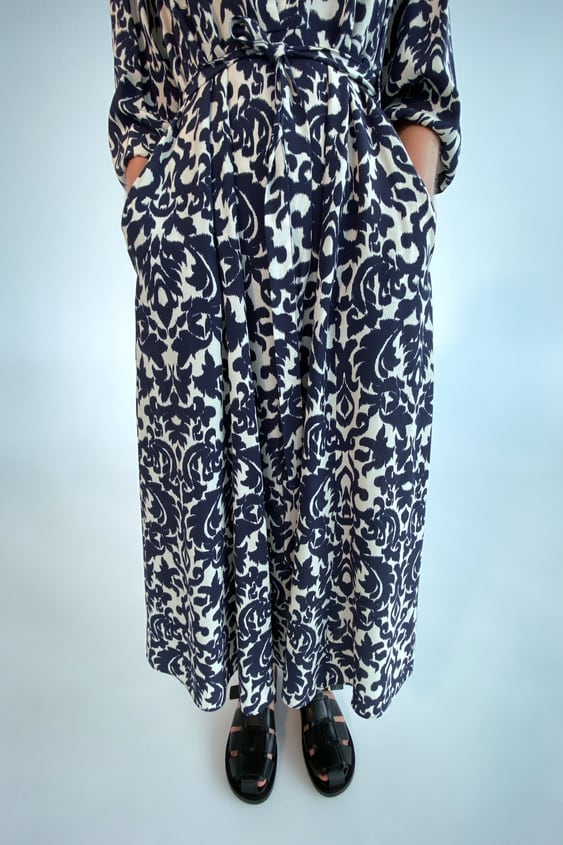 ★ZARA★ SATIN PRINTED MIDI DRESS Zara Satin Effect Asymmetric Floral Midi Dress Size Small