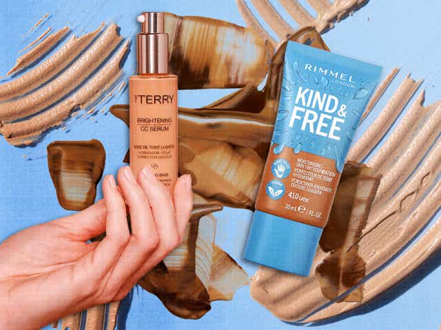 Rimmel Kind &amp; Free Skin Tint, Fenty Beauty Eaze Drop Skin Tint, By Terry Cellularose CC Serum, YSL NU Bare Look Skin Tint