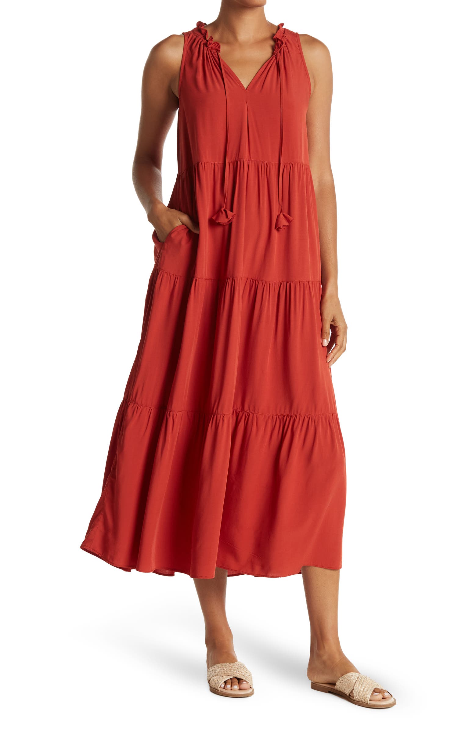 Max Studio + Tiered Maxi Dress