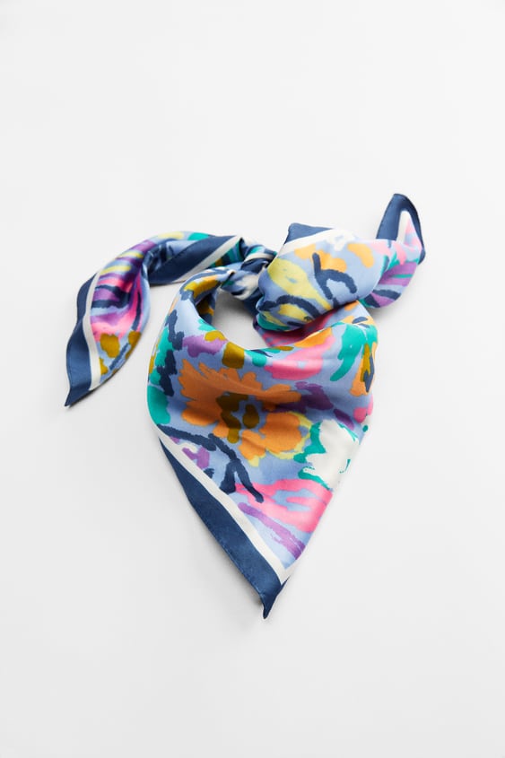 Zara + Printed Satin Scarf