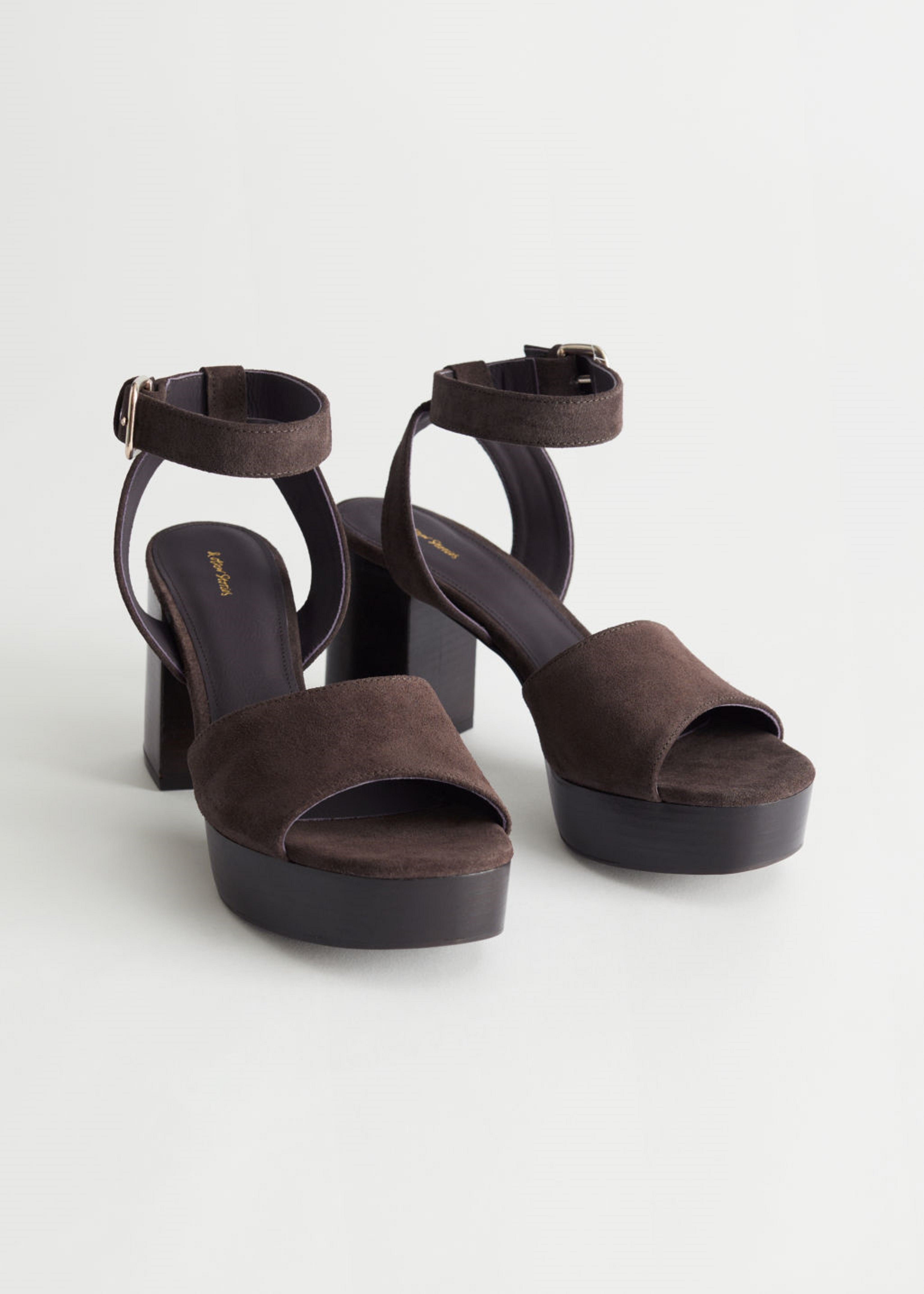 Brown suede deals sandal heels