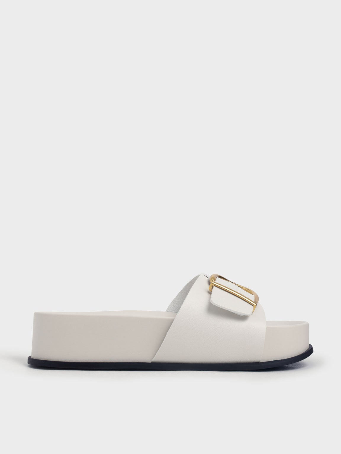 Charles & Keith + Metallic Buckle Flatform Sandals