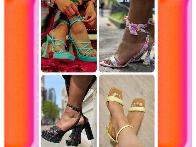 Pink and orange color blocks with Nine West sandals