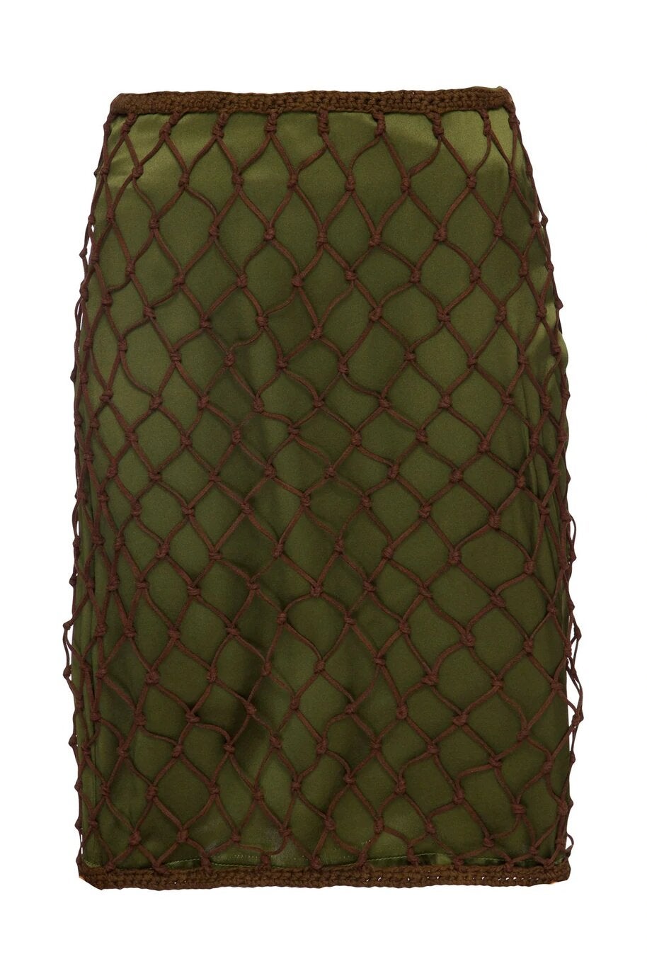 Vanda Jacintho + Macrame Suede And Silk Knotted Mesh Skirt