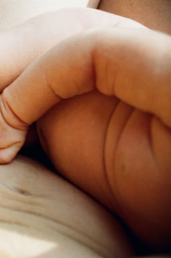Close up shot of Sophie the photographer's baby's textured skin.
