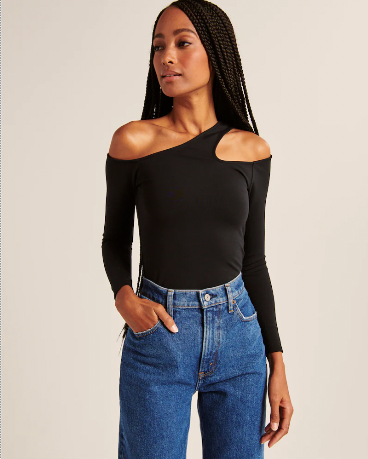 Abercrombie & Fitch + Long-Sleeve Elevated Knit Off-The-Shoulder Top