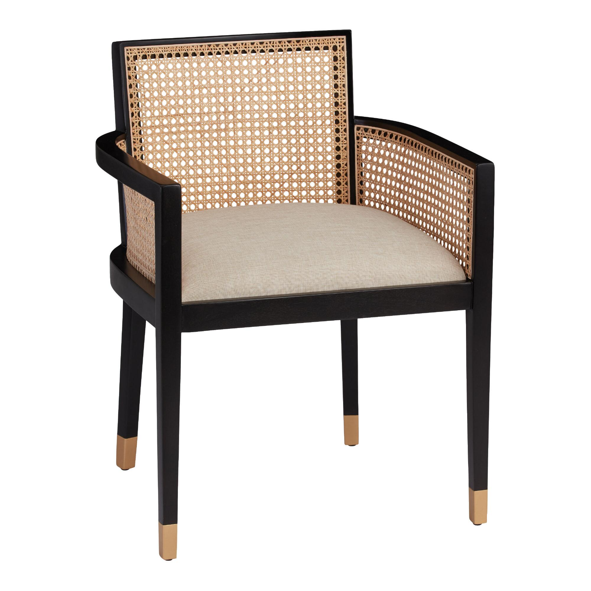 World Market Black Wood And Cane Back Fynn Dining Armchair