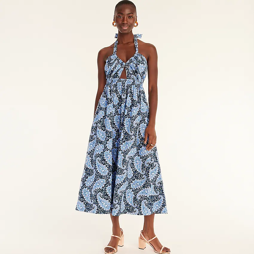 J. Crew + Collection halter cutout dress in Ratti® Pacific paisley