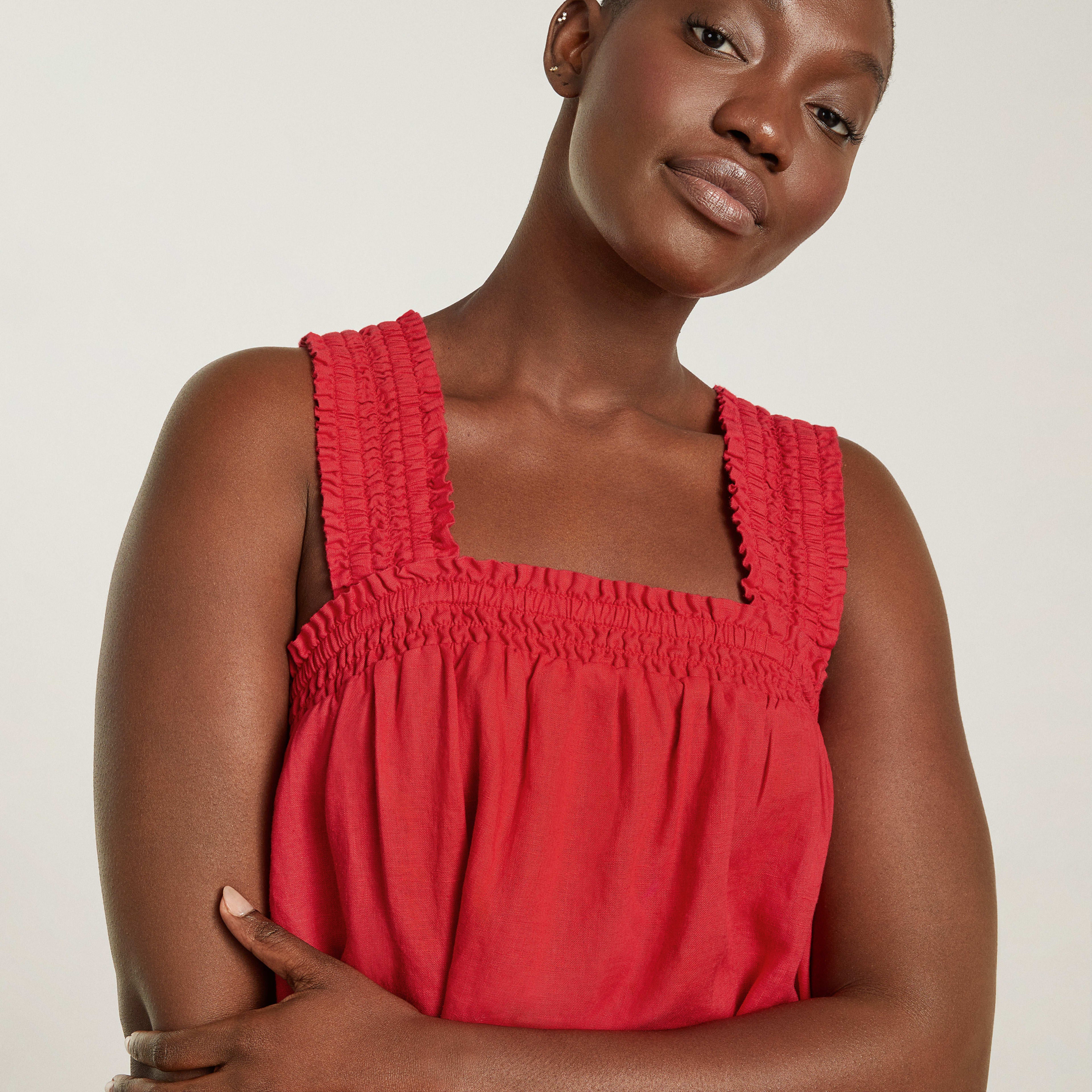 Everlane The Smocked Linen Dress