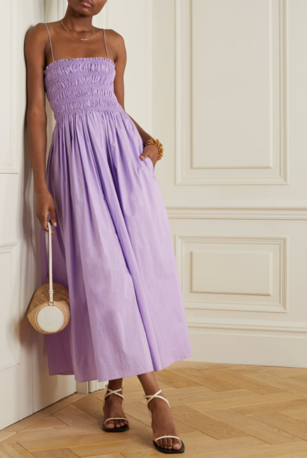 Matteau + Shirred Organic Cotton-Poplin Dress
