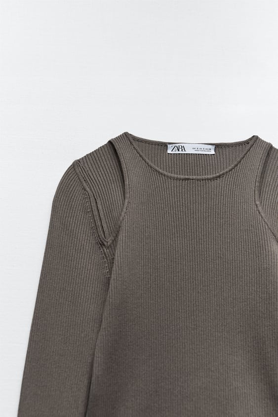Zara + Cut-Out Knit Sweater