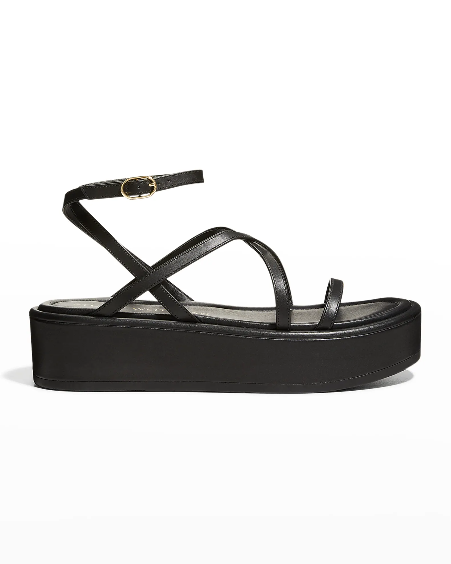 Stuart Weitzman + Summerlift Calfskin Ankle-Strap Flatform Sandals