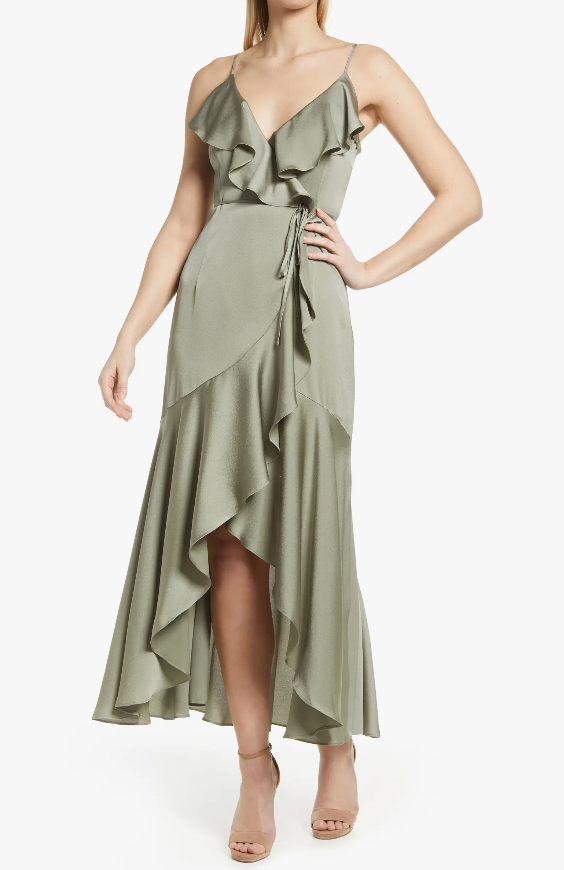 Shona Joy Shona Joy Luxe Ruffle Trim Wrap Gown