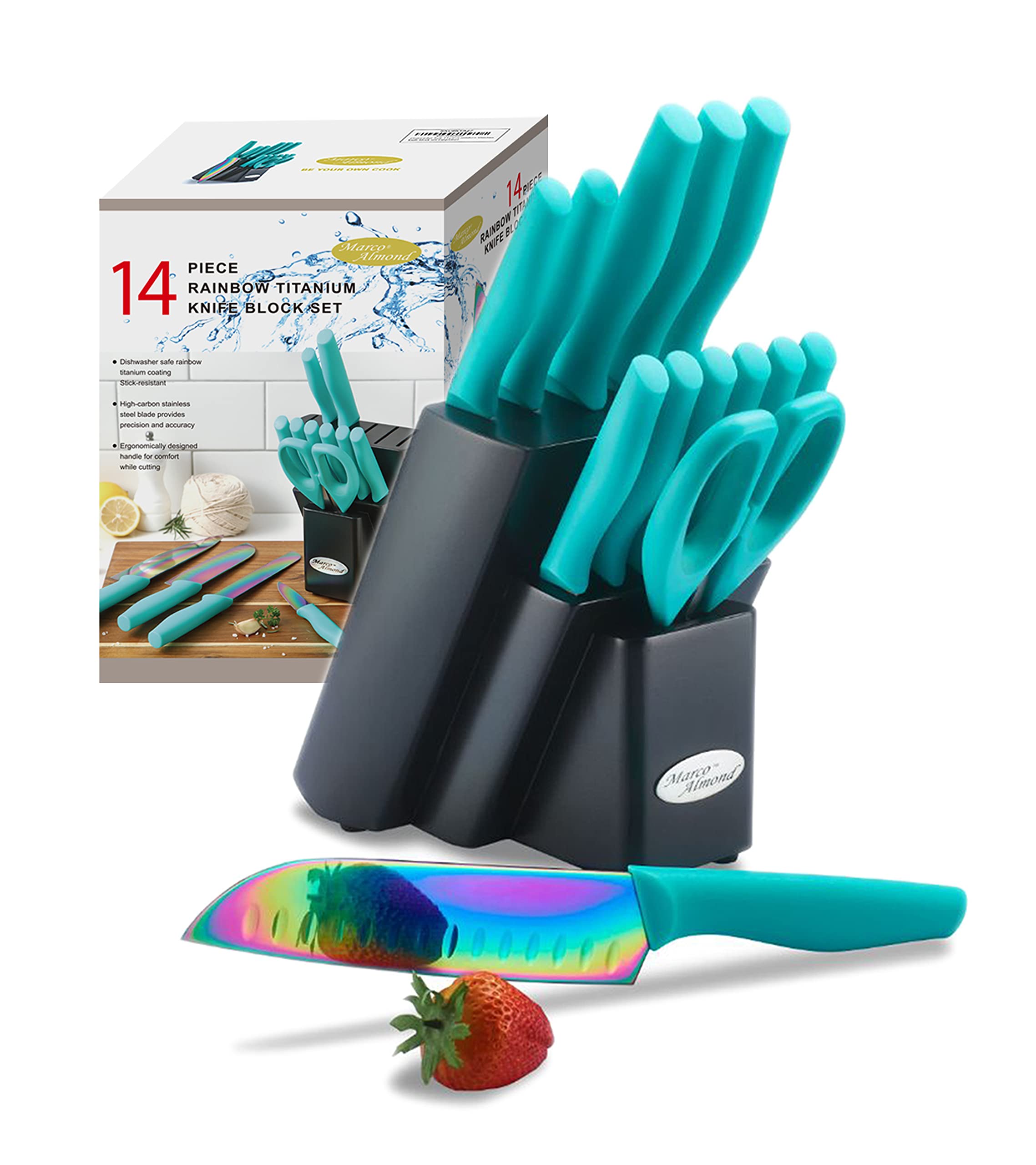 Marco Almond + Rainbow Titanium Cutlery Knife Set