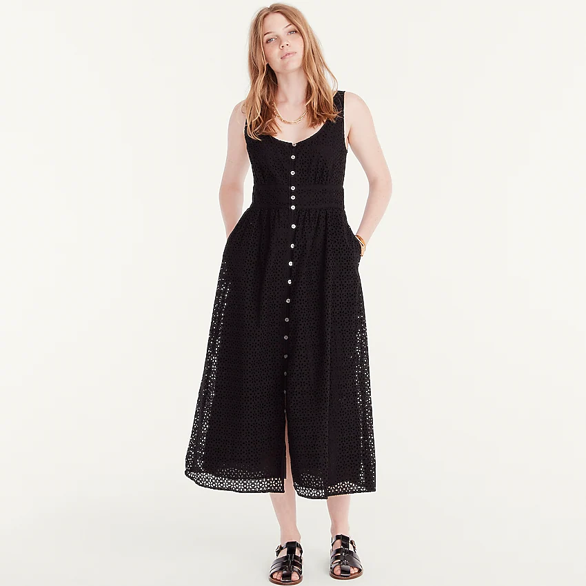 J. Crew + Buttonfront eyelet dress