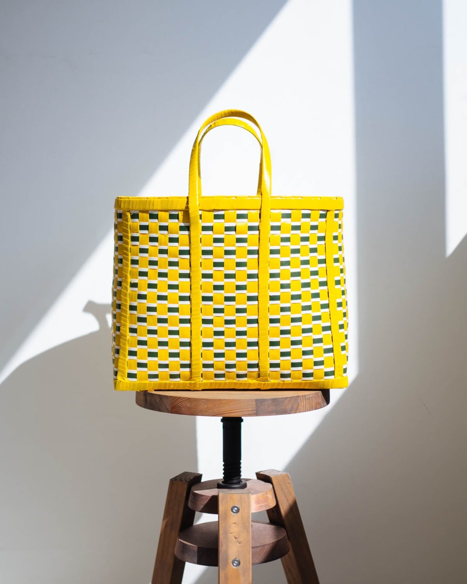 YGNCOLLECTIVE + Yellow and Green Beach Basket, Woven Shopping Basket