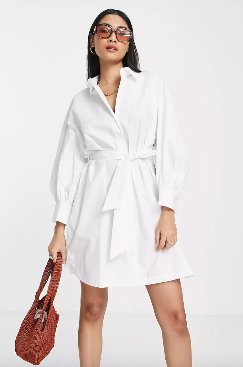 Striped Ruched Shirt Dress for Women's High Street Fashion