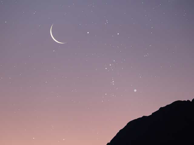 A new moon appears as the thinnest crescent