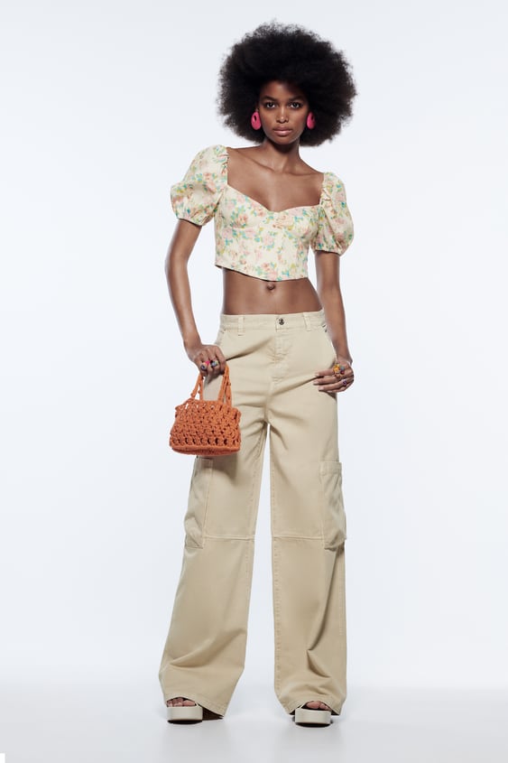 Zara + WIDE LEG CARGO JEANS