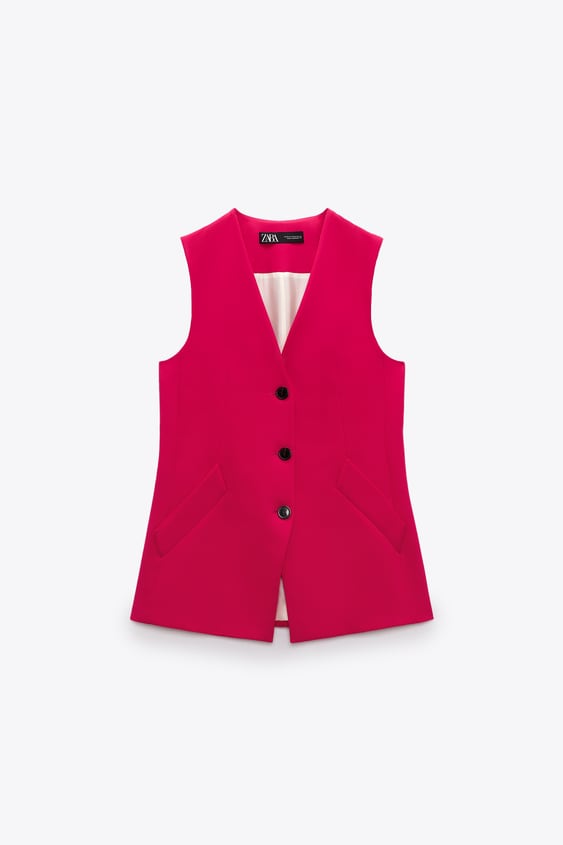 Zara + LONG BUTTONED VEST STYLE DRESS