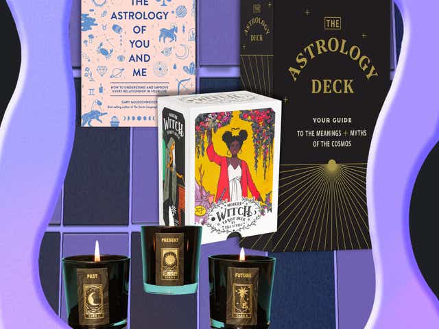 Tarot decks, astrology books and Birthdate candles