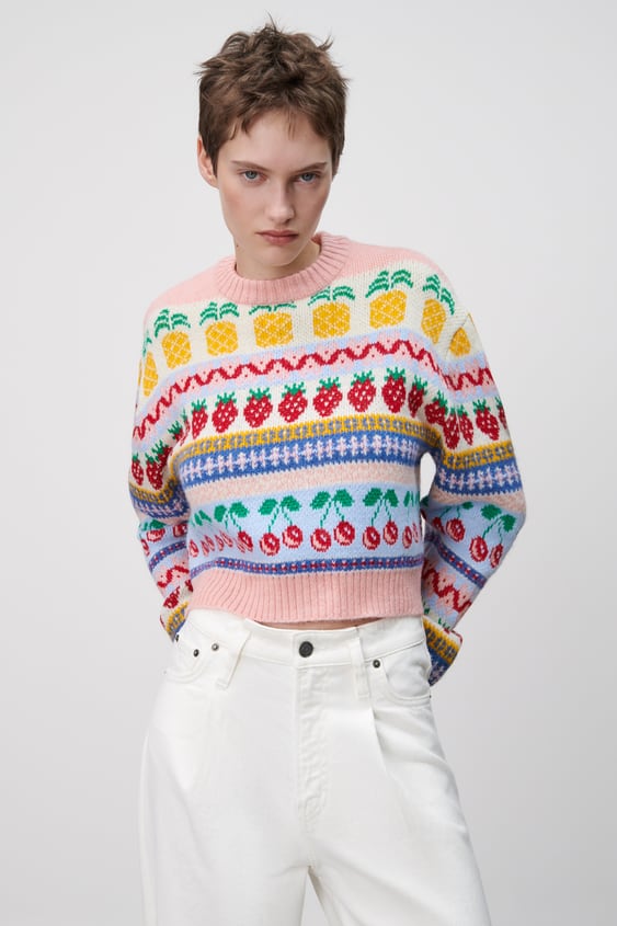 Zara jacquard on sale sweater