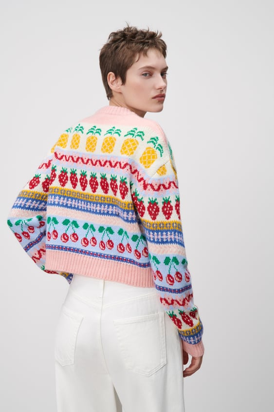 Zara Fruit Jacquard Sweater