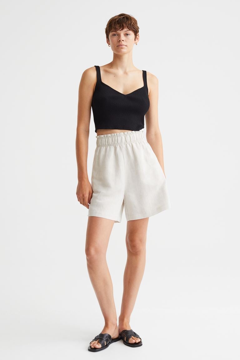 H&M + Linenblend pullon shorts