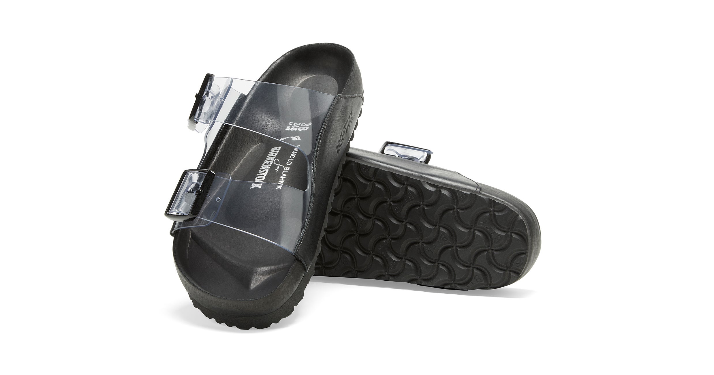 Manolo Blahnik x Birkenstock Arizona black leather sandals with rhines –  Loop Generation