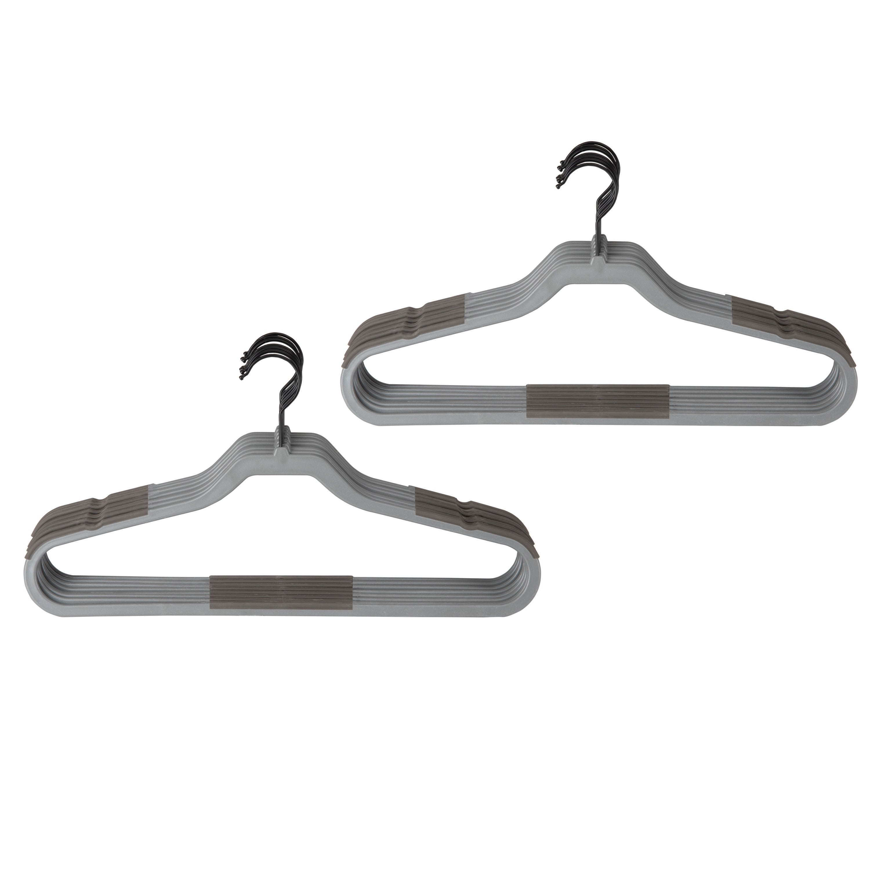 Squared Away + No Slip Slim Hangers in Cool Grey with Black Hook (Set of 16)