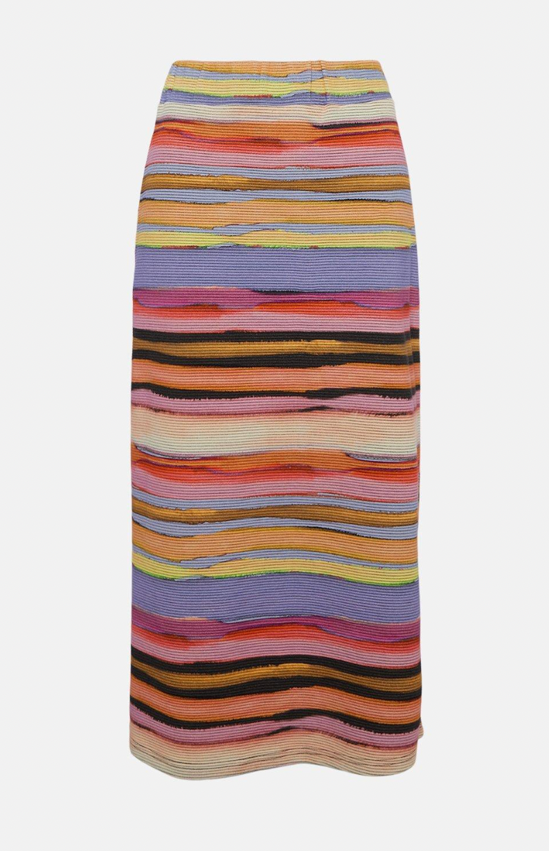 Warehouse + Multi Stripe Midi Skirt