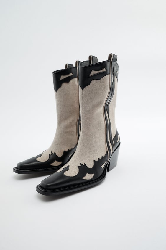 Zara Contrast Cowboy Boots