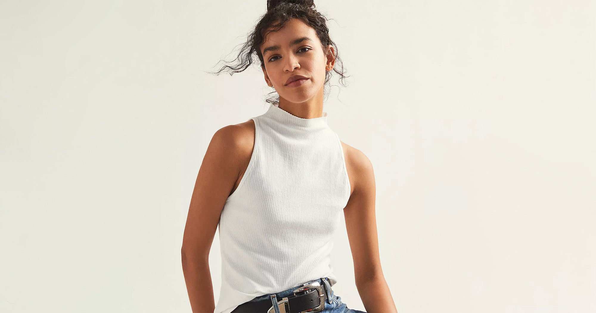 White Sleeveless Tops for Women - Up to 70% off