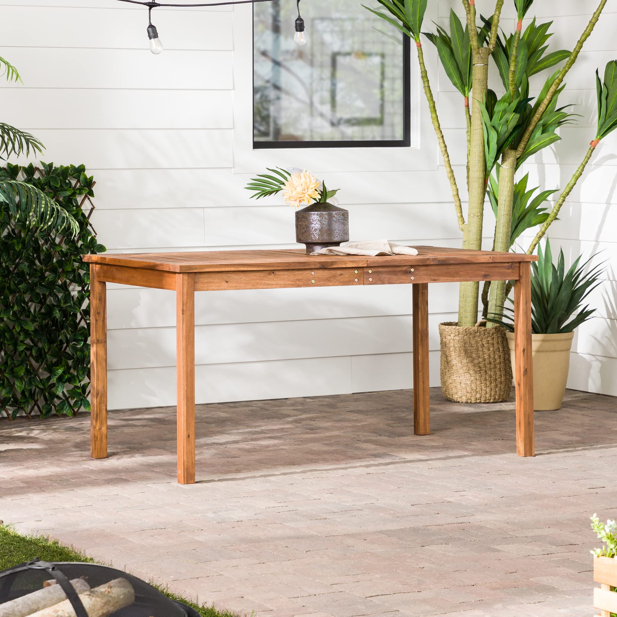 Walker Edison + Dominica Contemporary Slatted Outdoor Dining Table