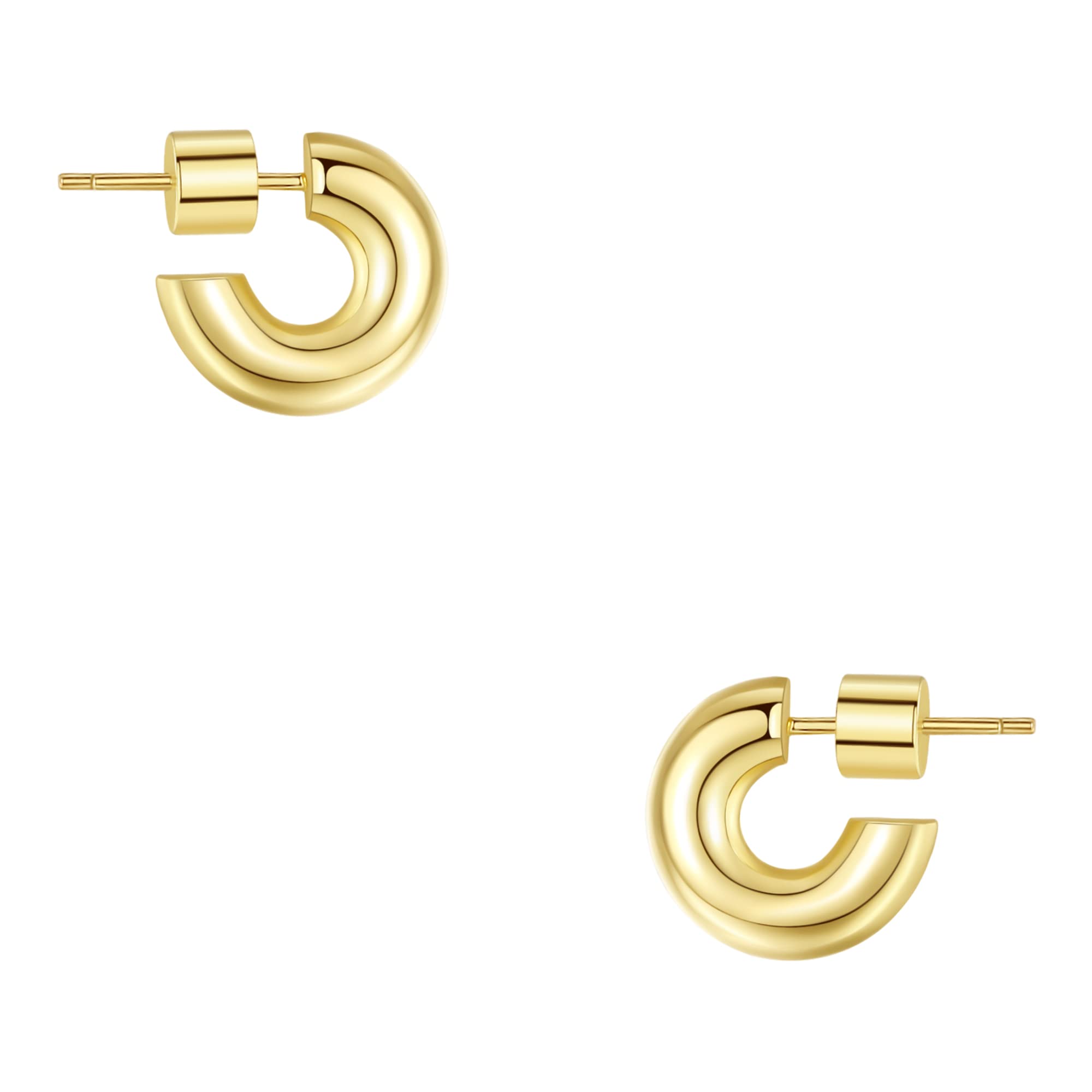 14K Gold Plated Hoops Chunky Open Hoops