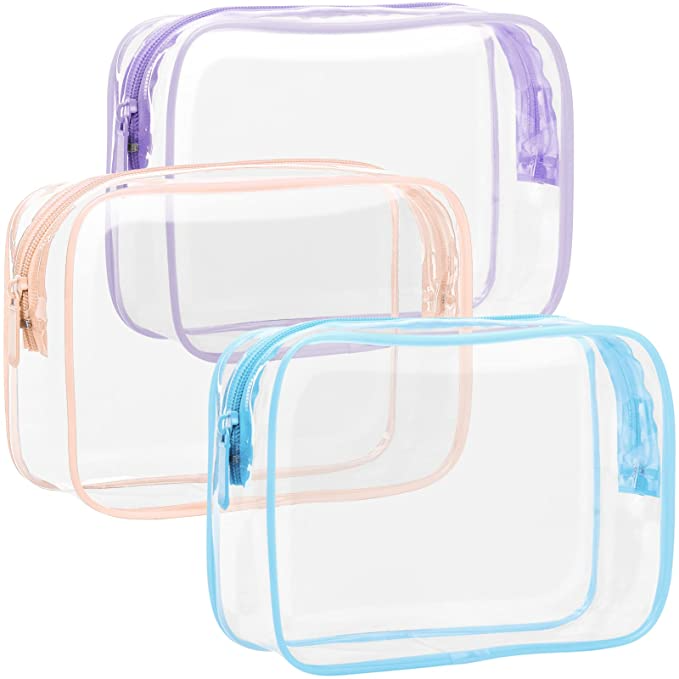 PACKISM Clear Toiletry Bag 3 Pack TSA Approved Toiletry Bag Quart