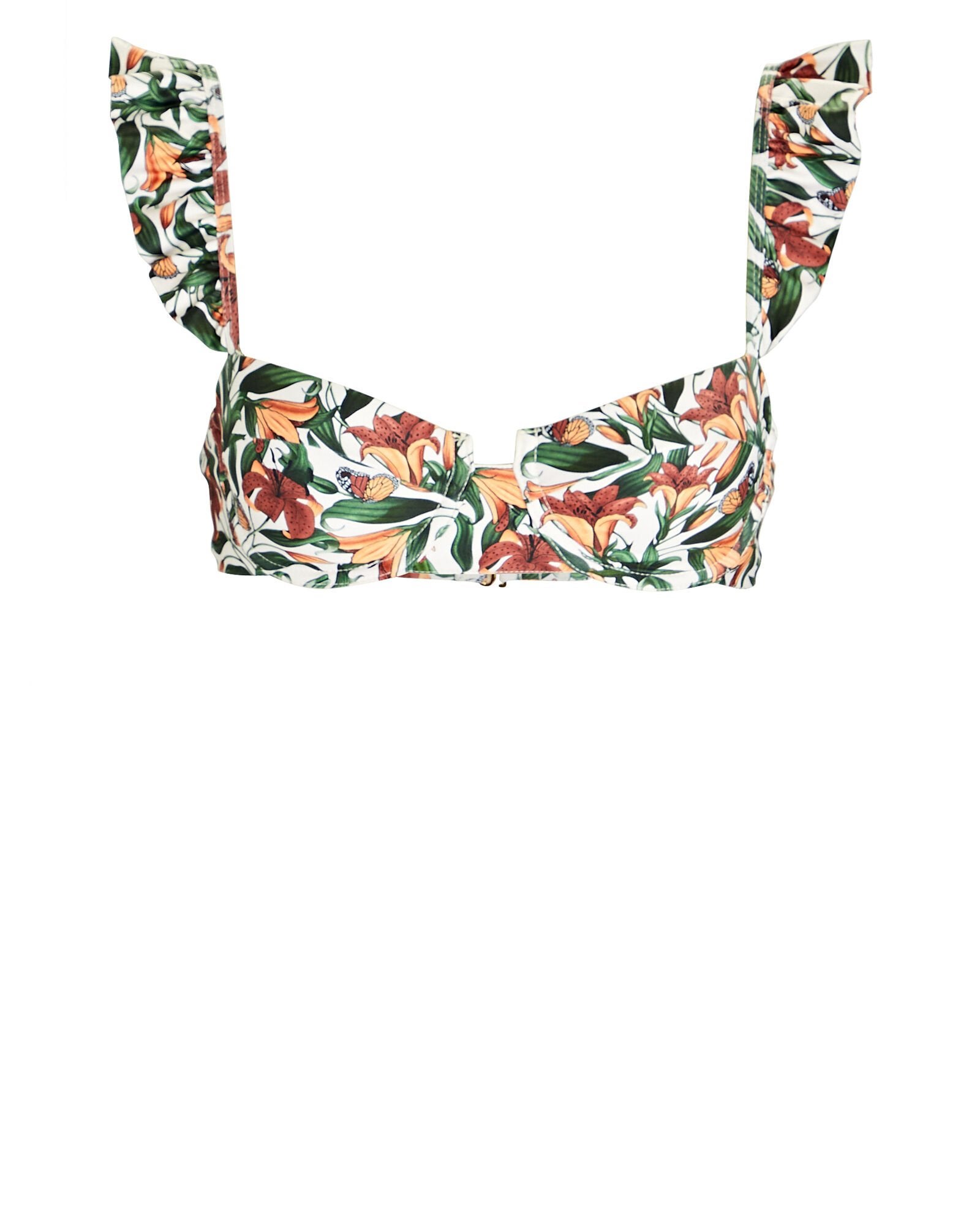 Agua By Agua Bendita + Kiwi Ruffled Floral Bikini Top