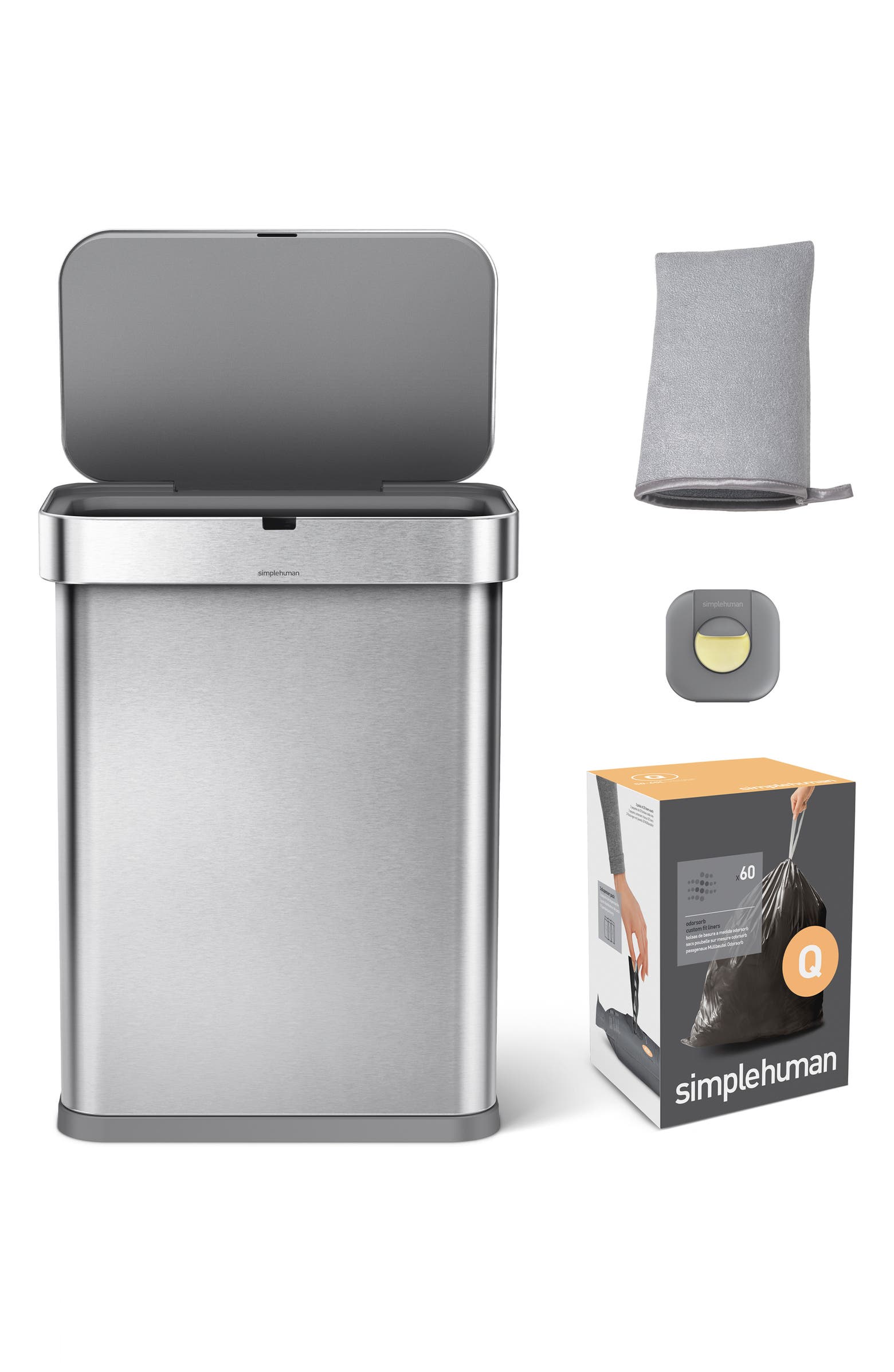 simplehuman + 58-Liter Rectangular Sensor Trash Can Set