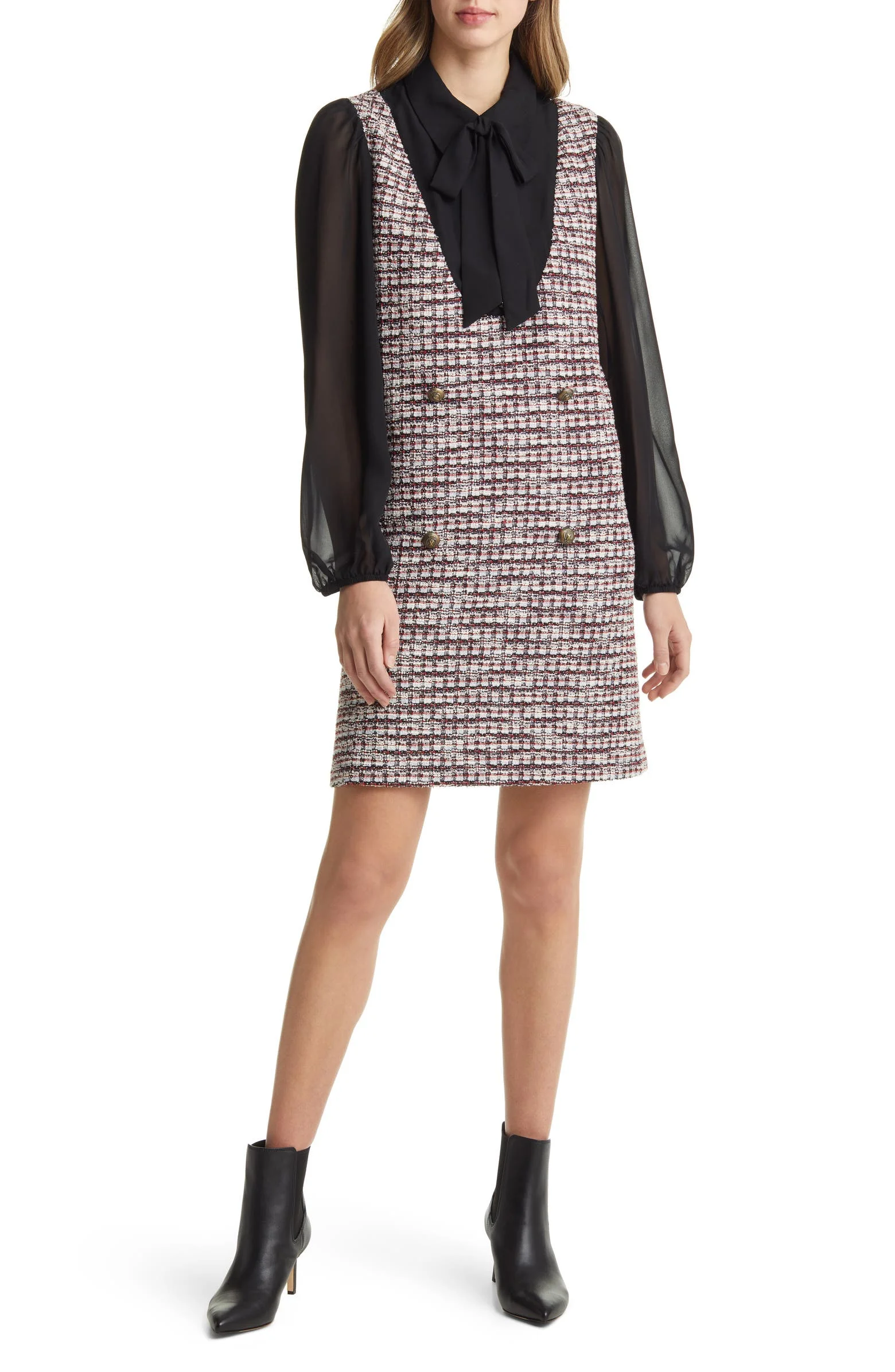 Julia Jordan + Long Sleeve Tweed Minidress