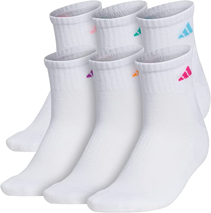 Adidas + Athletic Cushioned Quarter Socks With Arch Compression (6pair)
