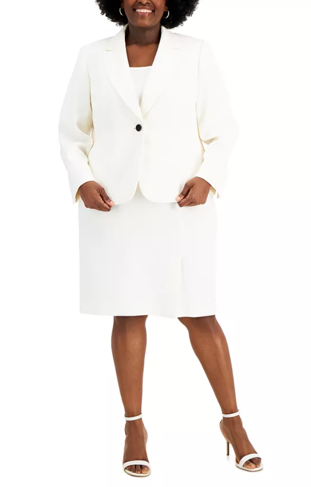 Le Suit + Plus Size Side-Slit Skirt Suit