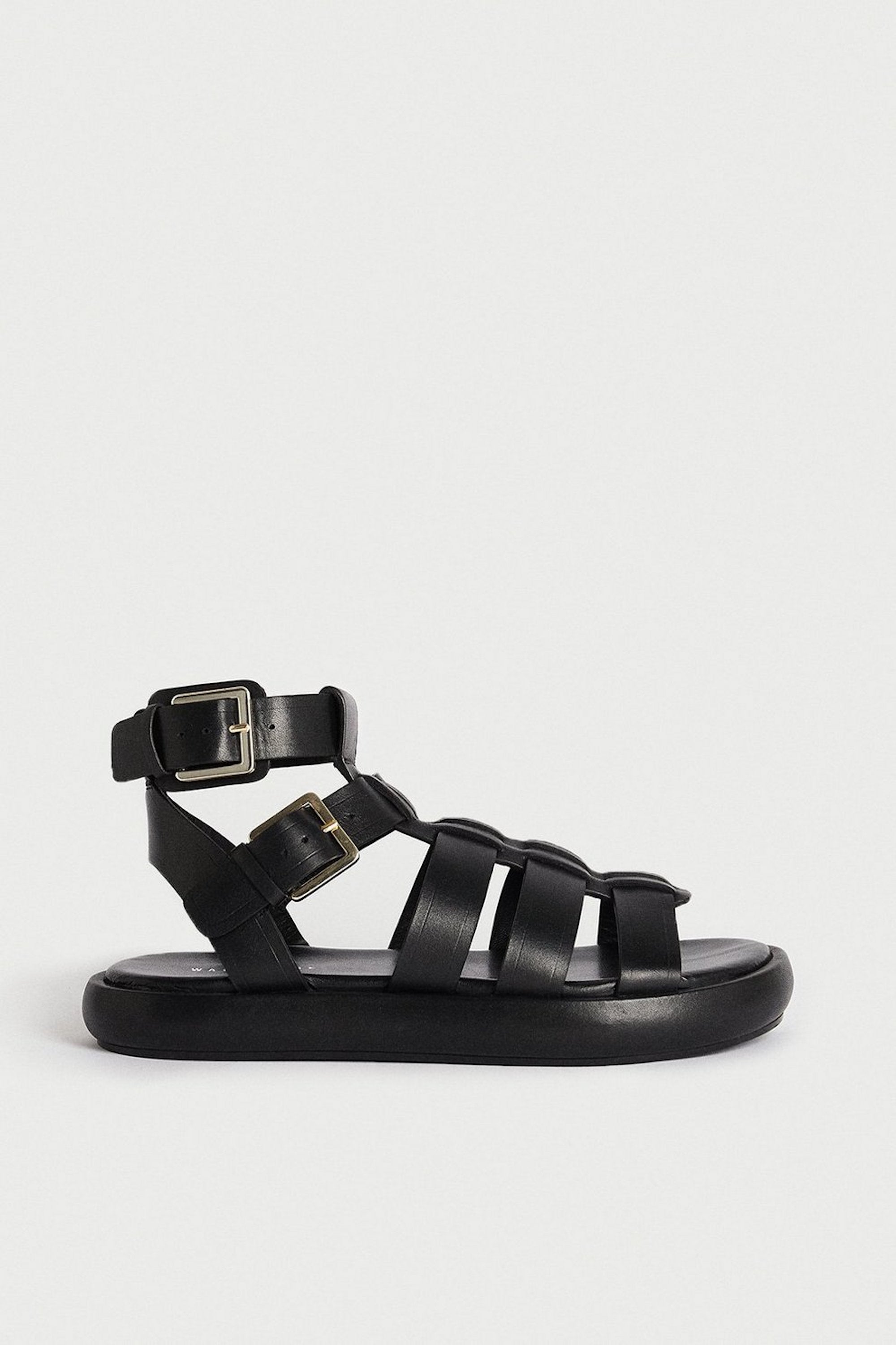 Warehouse + Real Leather Double Buckle Gladiator Sandal