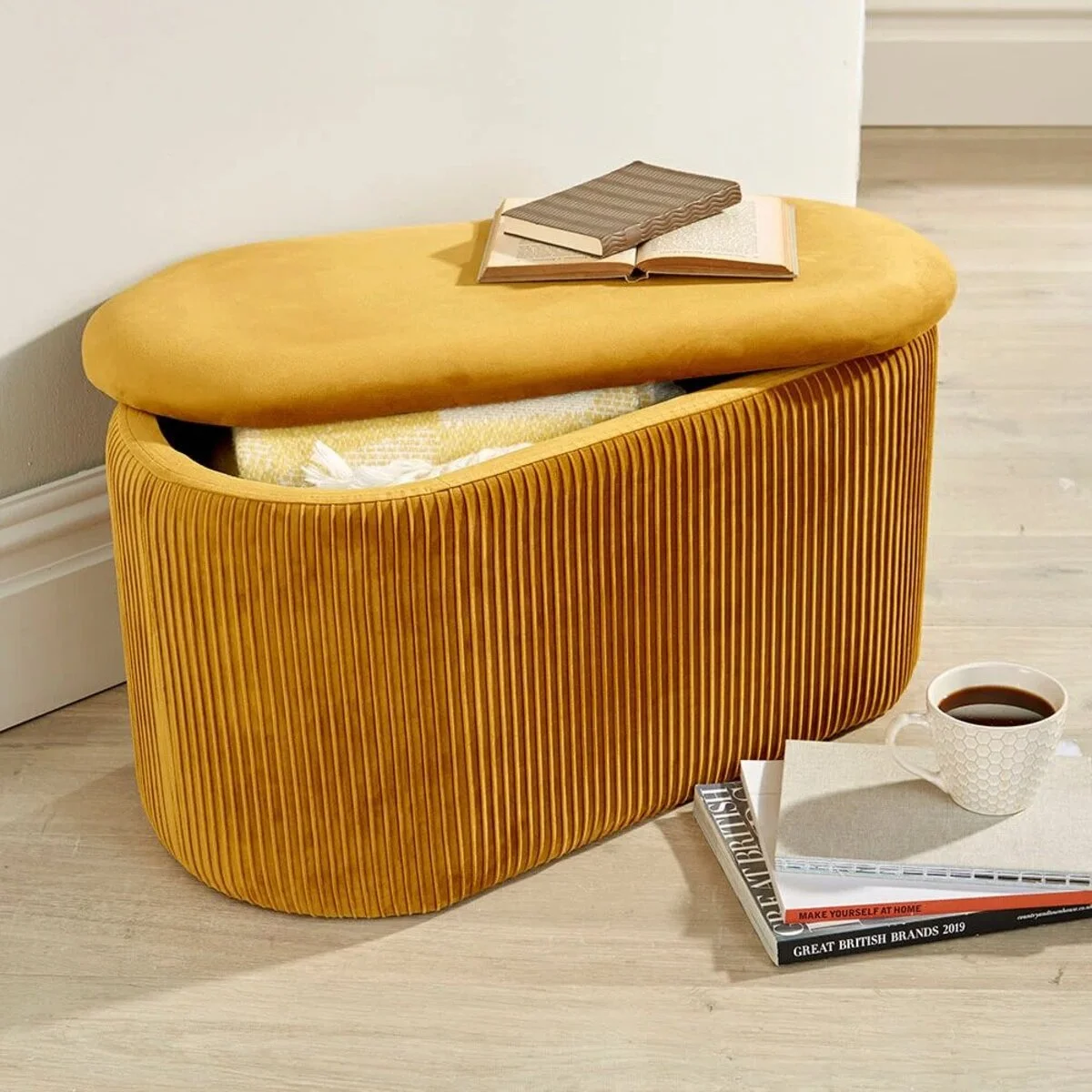 Fairmont Park Velvet Oval Storage Ottoman