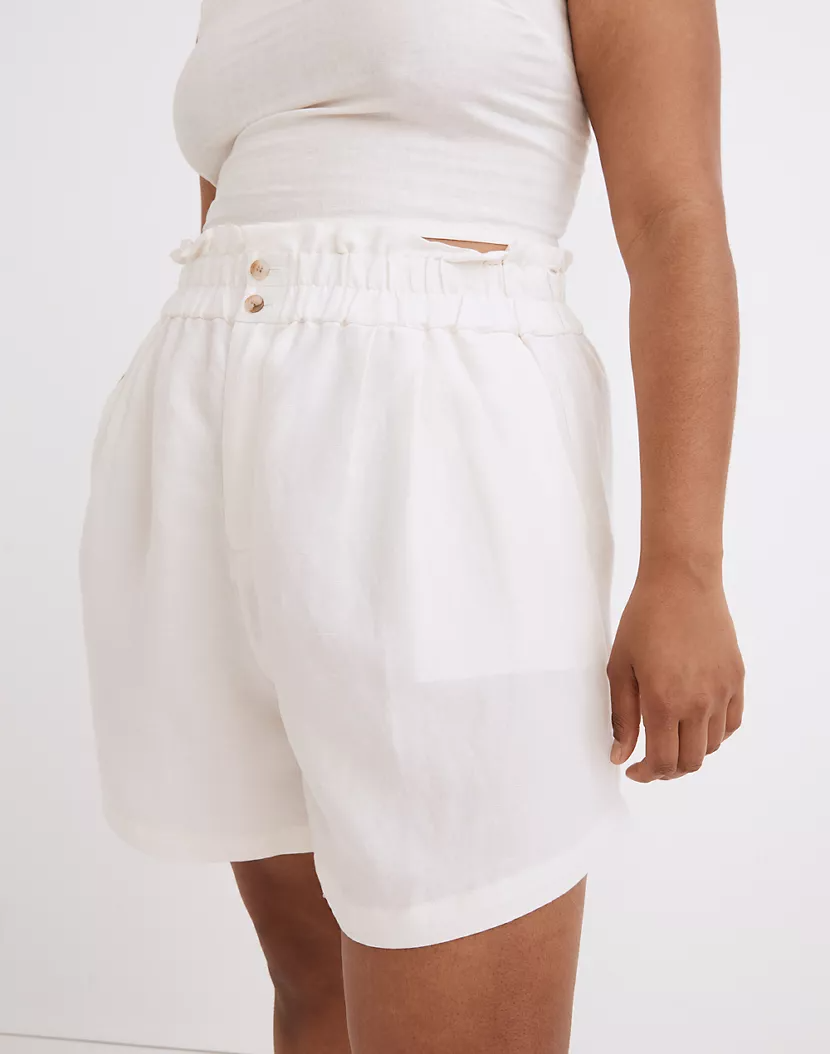 Madewell + LinenBlend PullOn Paperbag Shorts