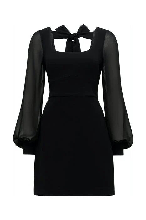 Forever New + Crystal Sheer Sleeve Mini Dress Black