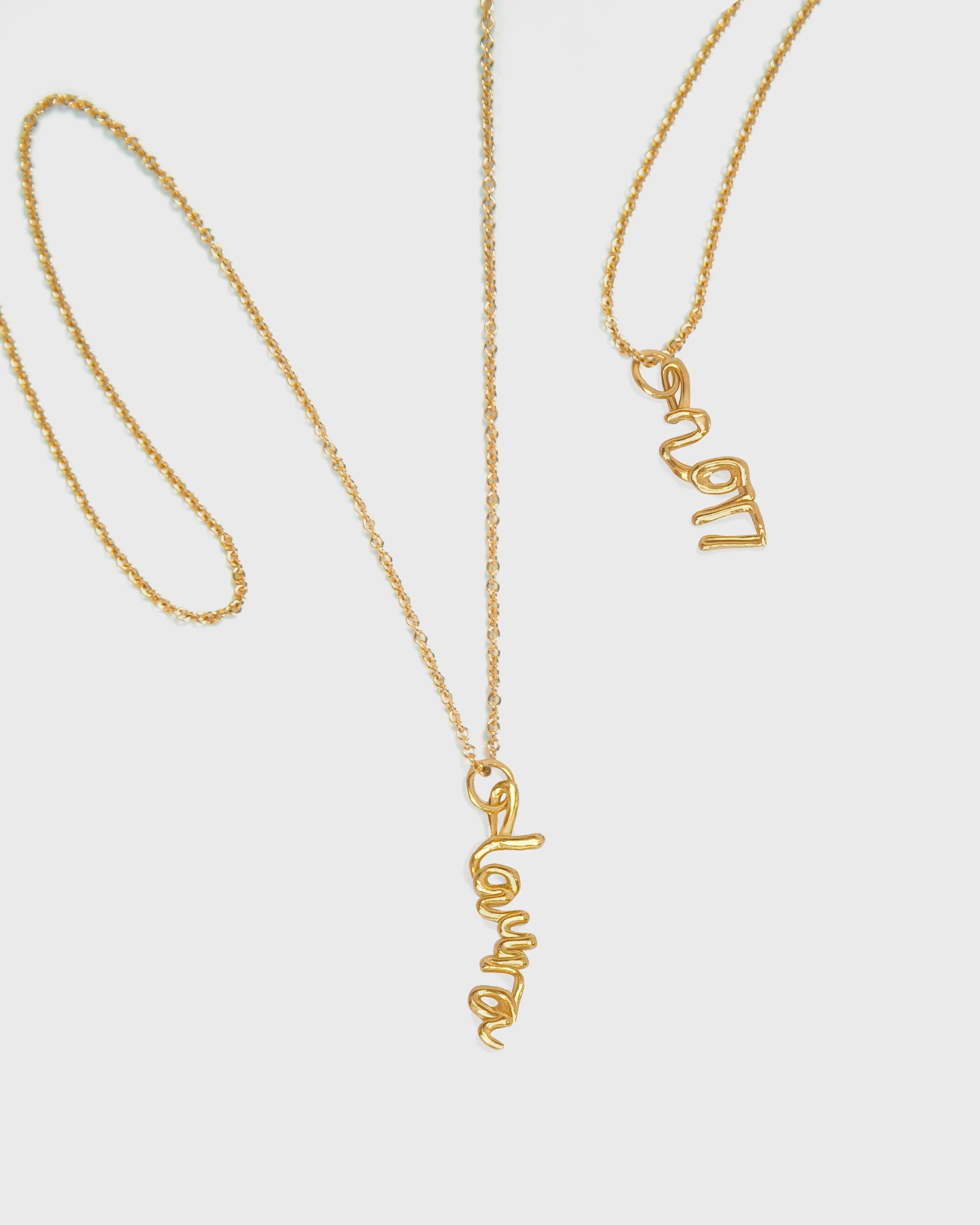 Bar Jewellery + Script Necklace | Gold Plated