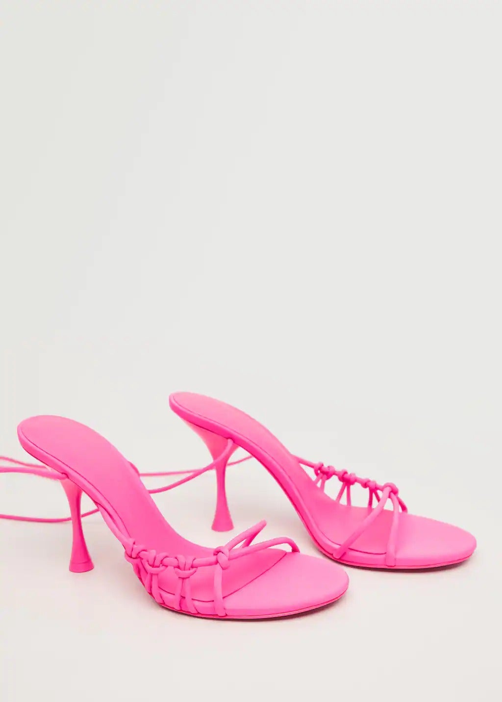 Mango + Multi tie up strap stiletto heeled sandal in pink