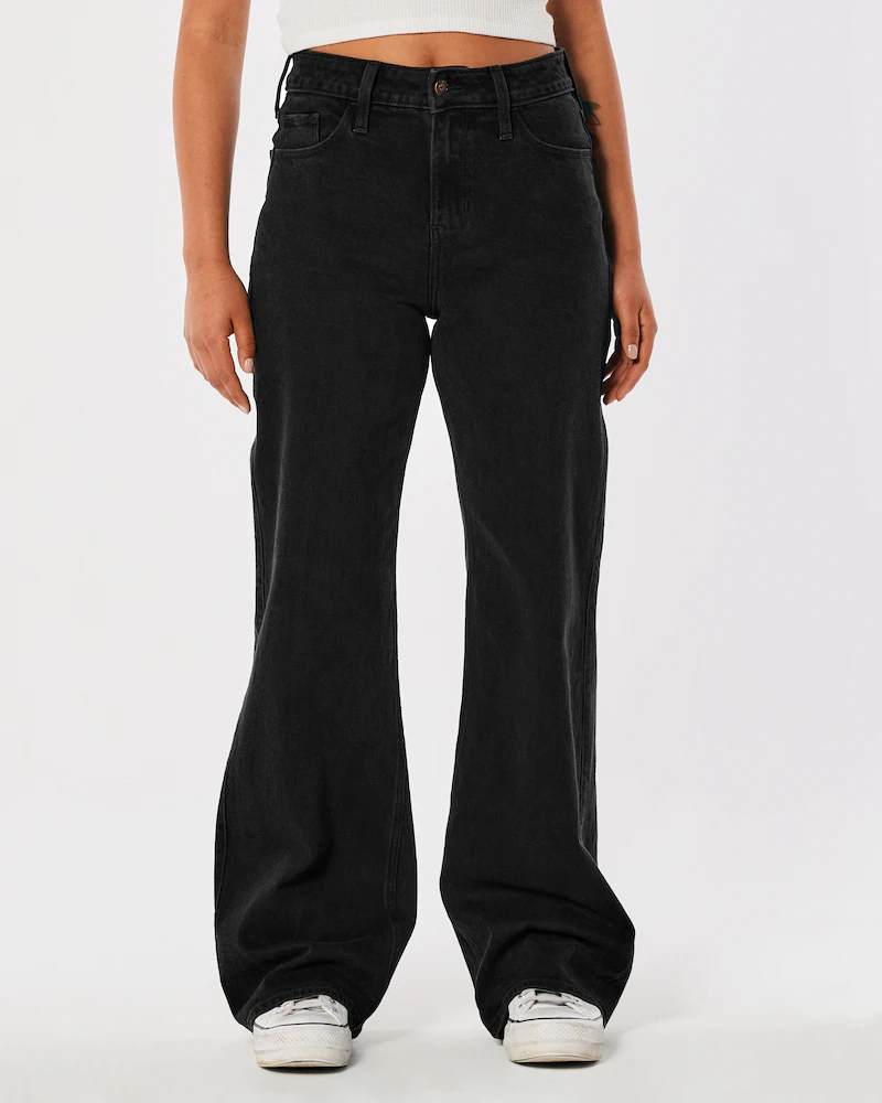 Hollister + High-Rise Black Baggy Jeans
